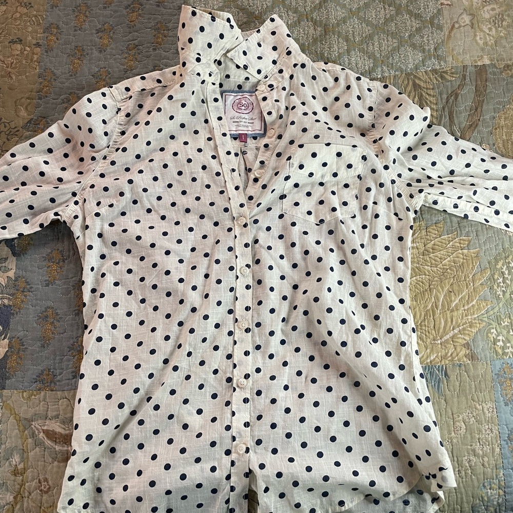 Authentic American Heritage Polka Dot Button Down Shirt - White and Black